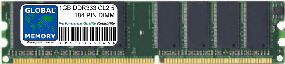 1GB DDR 333MHz PC2700 184-PIN DIMM MEMORY RAM FOR PC DESKTOPS/MOTHERBOARDS